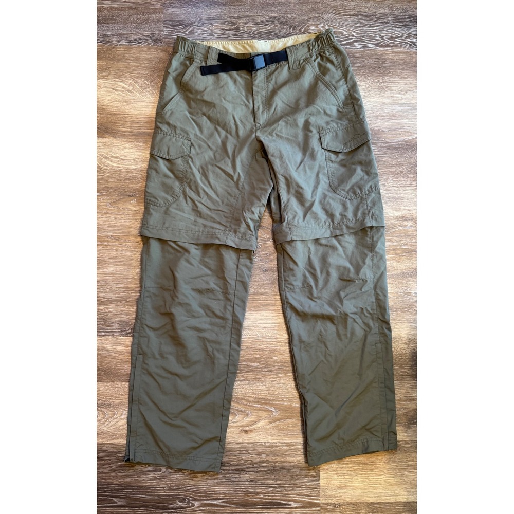 Eddie Bauer Travex Mens 32 Convertible Cargo Hiking Pants Olive Green Zip Off